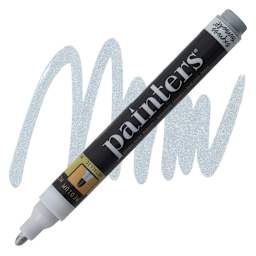 Elmer's Painters Paint Marker - Metallic Silver, Medium Point marker and swatch