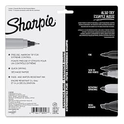 Sharpie Ultra-Fine Point Markers - Mystic Gem Colors, Set of 12 (back of package)