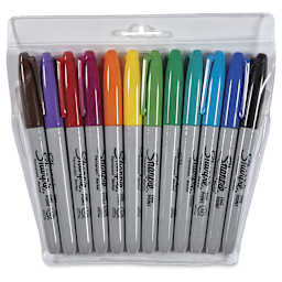 Sharpie Fine Point Permanent Markers - Assorted Colors, Set of 12, back of the packaging