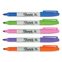 Sharpie Fine Point Permanent Markers - Glam Pop Colors, Set of 5, laid out