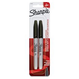 Sharpie Fine Point Permanent Markers - Black, Pkg of 2. Package front of two markers.