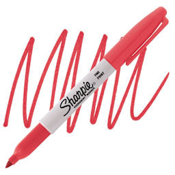Sharpie Fine Point Permanent Marker - Solar Flare Red marker and swatch