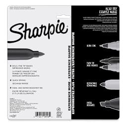 Sharpie Fine Point Permanent Markers - Mystic Gem Colors, Set of 24, back of the packaging