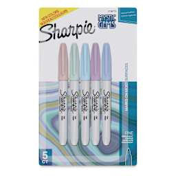 Sharpie Fine Point Permanent Markers - Mystic Gem Colors, Set of 5 (front of package)