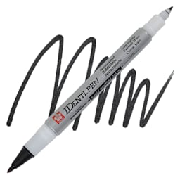 Sakura Identi-Pen Dual-Point Marking Pen - Black pen and swatch