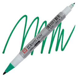 Sakura Identi-Pen Dual-Point Marking Pen - Green pen and swatch