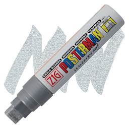 Zig Posterman Paint Marker - 15 mm, Metallic Silver, Big & Broad marker and swatch