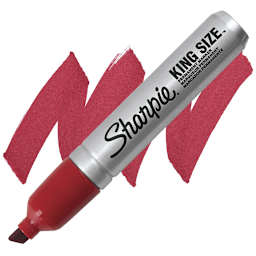 Sharpie King Size Marker - Red, Wide marker and swatch
