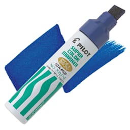 Pilot Super Color Refillable Marker - Blue, Jumbo Point marker and swatch