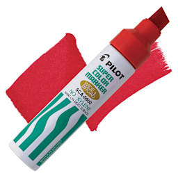 Pilot Super Color Refillable Marker - Red, Jumbo Point marker and swatch