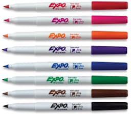 Expo Ultra-Fine Tip Dry Erase Markers - Set of 8, Assorted Colors (contents with caps off)