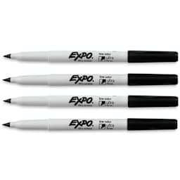 Expo Ultra-Fine Tip Dry Erase Markers - Set of 4, Black (set contents with caps off)