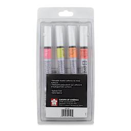 Sakura Pen-Touch Paint Markers - Fluorescent Colors, Extra Fine Tip, Set of 4 (back of package)