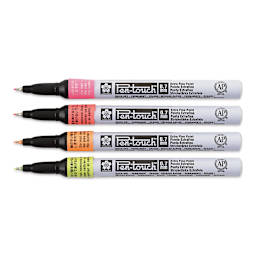 Sakura Pen-Touch Paint Markers - Fluorescent Colors, Extra Fine Tip, Set of 4 (out of package with caps removed)