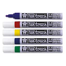 Sakura Pen-Touch Paint Marker Set - Assorted Colors, Medium Tip, Set of 5 (contents out of package)