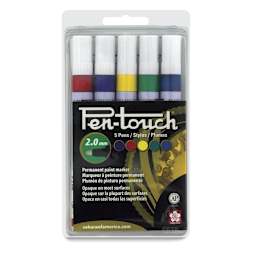Sakura Pen-Touch Paint Marker Set - Front of package of 5 pc Assorted Colors Set, Medium Tip 