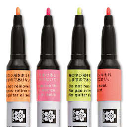 Sakura Pen-Touch Paint Markers - Fluorescent Colors, Fine Tip, Set of 4 (close-up of tips)
