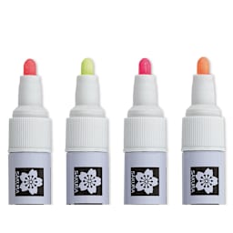 Sakura Pen-Touch Paint Markers - Fluorescent Colors, Medium Tip, Set of 4 (close-up of tips)