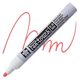 Sakura Pen-Touch Paint Marker - Medium Tip, Fluorescent Red marker and swatch