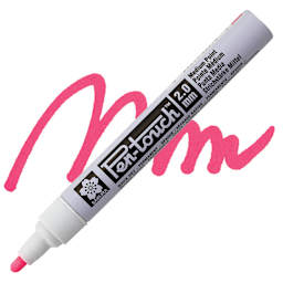 Sakura Pen-Touch Paint Marker - Medium Tip, Fluorescent Pink marker and swatch