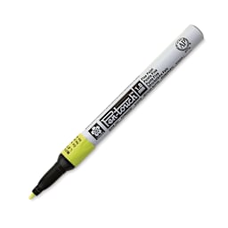Sakura Pen-Touch Paint Marker - Fine Tip, Fluorescent Yellow (marker with cap removed)