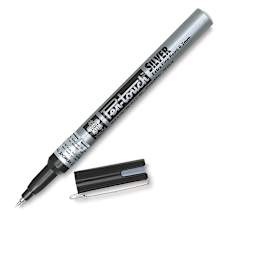 Sakura Pen-Touch Paint Marker - Extra Fine Tip, Silver (cap removed)