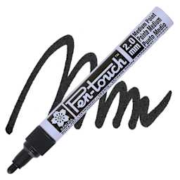 Sakura Pen-Touch Paint Marker -  Medium Tip, Black marker and swatch