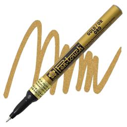 Sakura Pen-Touch Paint Marker - Extra Fine Tip, Gold marker and swatch