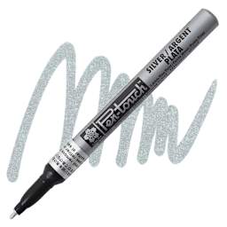 Sakura Pen-Touch Paint Marker - Fine Tip , Silver marker and swatch