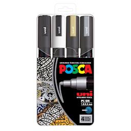 POSCA Paint Marker Set 4-Color PC-5M Medium Mixed Metallic Set
