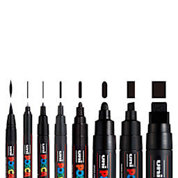 POSCA Paint Markers Assorted Sizes Black Set of 8