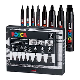 POSCA Paint Markers Assorted Sizes Black Set of 8