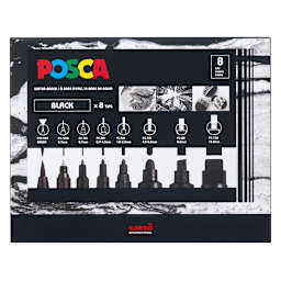 POSCA Paint Markers Assorted Sizes Black Set of 8