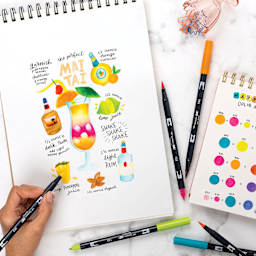 Tombow Dual Brush Pens - Happy Hour, Set of 6, artwork of beverages