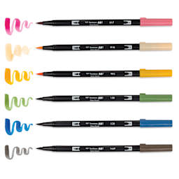 Tombow Dual Brush Manga Illustration Pens - Flower, Kit of 10, swatch of colors