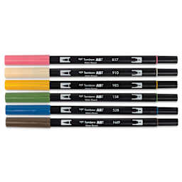 Tombow Dual Brush Manga Illustration Pens - Flower, Kit of 10, pen markers