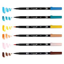 Tombow Dual Brush Manga Illustration Pens - Bird, Kit of 10, swatch of colors
