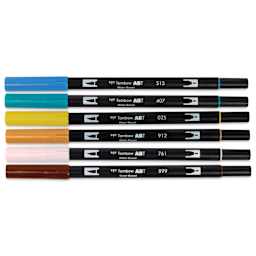 Tombow Dual Brush Manga Illustration Pens - Bird, Kit of 10, pen markers