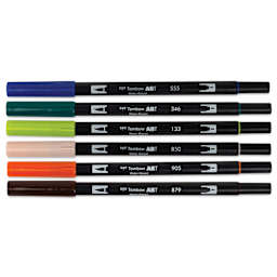 Tombow Dual Brush Manga Illustration Pens - Wind, Kit of 10, pen markers