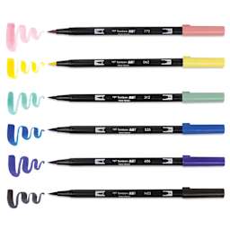 Tombow Dual Brush Manga Illustration Pens - Moon, Kit of 10, swatch of colors