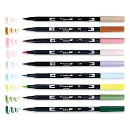Tombow Dual Brush Pens - Fairies, Set of 10, pens with swatches