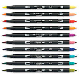 Tombow Dual Brush Pens - Retro Colors, Set of 10 (set contents)