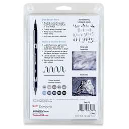 Tombow Dual Brush Pens - Gray Scale Colors, Set of 10. Back of package.