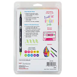 Tombow Dual Brush Pens - Bright Colors, Set of 10. Back of package.