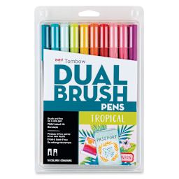 Tombow Dual Brush Pens - Tropical Colors, Set of 10. Front of package.