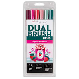 Tombow Dual Brush Pens - Very Berry, Set of 6, front of packaging