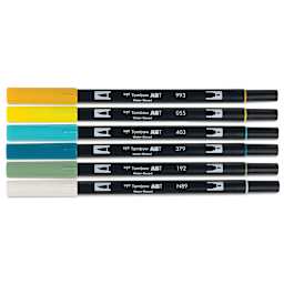 Tombow Dual Brush Pens - Lemon Squeezy, Set of 6, out of packaging