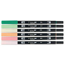 out Dual Brush Pens - Just Peachy, Set of 6, out of packaging