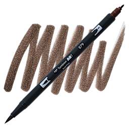 Tombow Dual Brush Pen - Brown pen and swatch