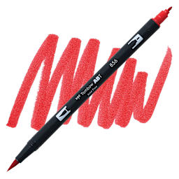 Tombow Dual Brush Pen - Poppy Red pen and swatch